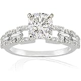 1 Ct Cushion Cut Diamond Engagement Ring Pave 14k COLOR-H CUT:VERY GOOD