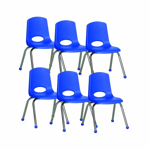 ECR4Kids School Stack Chair with Chrome Legs and Ball Glides, 14
