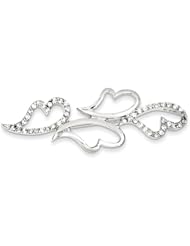 Sterling Silver Cz Hearts Pin, Best Quality Free Gift Box Satisfaction Guaranteed