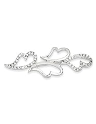 Sterling Silver CZ Hearts Pin
