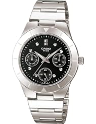 Casio Womens LTP2083D-1AV Silver Leather Quartz Watch with Silver Dial
