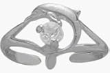 10 Karat White Gold & Cubic Zirconia Dolphin Toe Ring