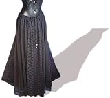 Chiffon-Spitzenrock lang, mit Satin Unterrock schwarz, Freesize