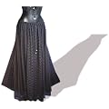 Chiffon-Spitzenrock lang, mit Satin Unterrock schwarz, Freesize