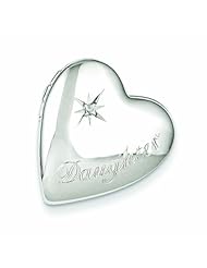 Genuine .925 Sterling Silver 20mm Diamond Polished Daughter Heart Slide Locket 3.3 Grams. 100% Satisfaction Guaranteed.