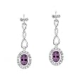 14K White Gold Amethyst and Diamond Earrings