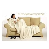 NEUHEIT: Luxus Kuscheldecke SNUG RUG DELUXE mit integrierten Ärmeln für Erwachsene! SUPER FLAUSCHIG! IN CREME! kuscheldecken