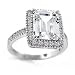 Vintage Sterling Silver CZ Diamond Asscher Cut Engagement Ring 3 Carat