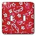 Lee Hiller Designs General Themes - Tropical Floral Sunglasses Red Pink White - Light Switch Covers - double toggle switch