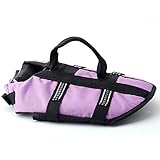 Funkeen Dog Life Jacket Aquatic Pet Safety Preserver Vest with Reflective Tape (Small, Purple)