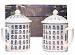 Unique New Age Gift Idea - 5" Ming Blue & White Set of 2 Lidded Tea Cup Set