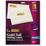 Avery 300-LABELS 3/4IN X 2-1/4IN Address Gold Foil for Inkjets