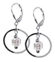 Made with Swarovski Elements� Clear Crystal Cube Dangling on a Circle Silver Leverback 1.5" Dangle Earrings