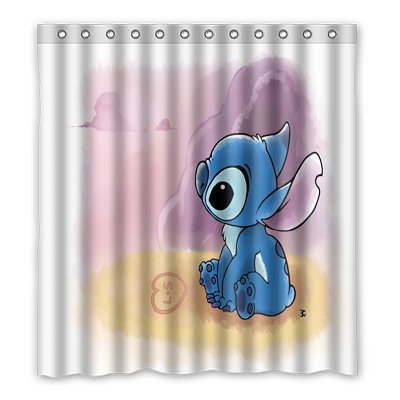 Smiling You TEXT CUSTOMIZED Lilo And Stitch Beautiful Bath Water Resistant Shower Curtain 66" x 72"