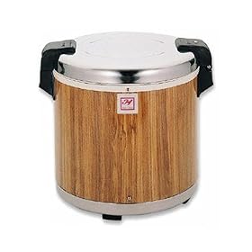 Rice Warmer, Electric, 50 Cup Capacity, 12 Hour Hold Time, Stainless Steel Hinged Cover, Wood Grain