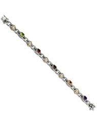 Sterling Silver with 14k Yellow Gold 5.05tw Multi Gemstone 7.5in Bracelet