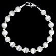 Handmade Ivory White Cat's Eye & Silver Beaded Bracelet