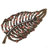 Bohemian Crystal Red Leaf Brooch