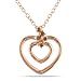 Pink Silver 0.07 CT TDW Brown Diamond Heart Pendant with Chain