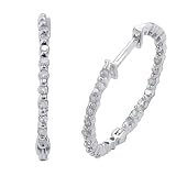 10k White Gold Diamond Hoop Earrings (1/4 cttw, J Color, I3 Clarity)
