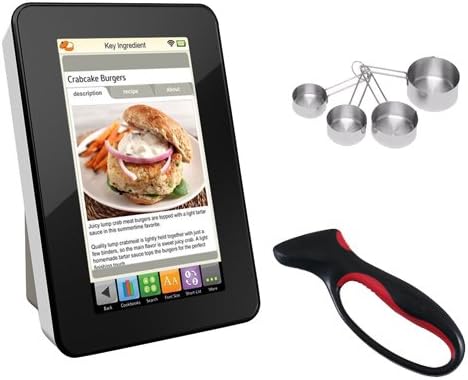Key Ingredient Wi-Fi Recipe Reader Refurbished + Heavy-Duty Stainless Measuring Cup Set + Jokari Deluxe Ultimate Knife Sharpener with Comfort Grip