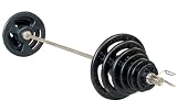 York Barbell 300 lb ISO-Grip Rubber Coated Olympic Weight Set With Bar and Collars