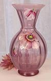 Fenton - 9-1/2 Vase in Poppies on Blush Rose