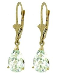 14k Gold Leverback Earrings with Genuine Aquamarines