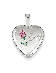 Sterling Silver 16mm Enameled & D/C Love Heart Locket. Metal Wt- 2.4g