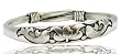 Oxidized White Copper & Zinc "Silver" Tribal Koi Fish & Lotus Cuff Bangle Bracelet by Tiger Mountain