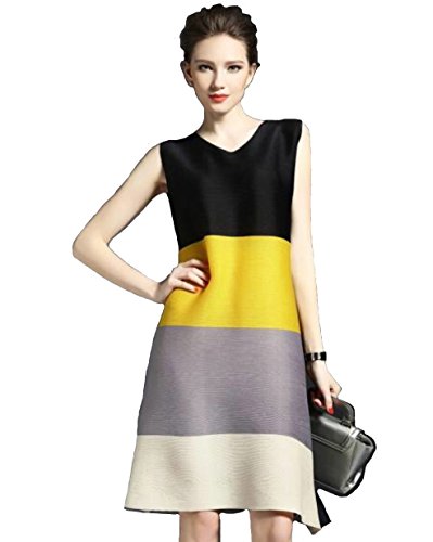 office mushroom ワンピース ノースリーブ ひざ丈 レディース 個性 ボーダー プリーツ