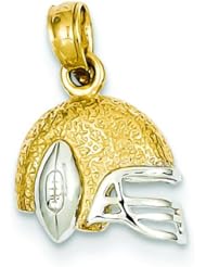 14K Two Tone Gold Football & Helmet Pendant Jewelry