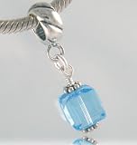 41OFkR5m2QL. SL160  March Aquamarine Birthstone Swarovski Cube Sterling Silver Dangle