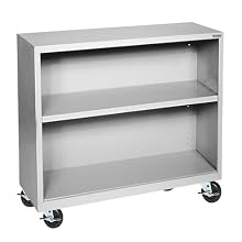 Sandusky Lee BM10361830-05 Dove Gray Steel Mobile Book Case, 36" Height x 36" Width x 18" Depth, 2 Shelves