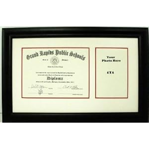 Graduation Diploma Creme & Red Certificate Photo Frame Matted 9 X 15