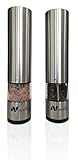 #1 Automatic Salt and Pepper Grinder Set: Best Electric Pepper Mill and Salt Grinder on the Market By Noella - with LED Light, Quality Stainless Steel Construction - 100x Better Than Manual Grinders