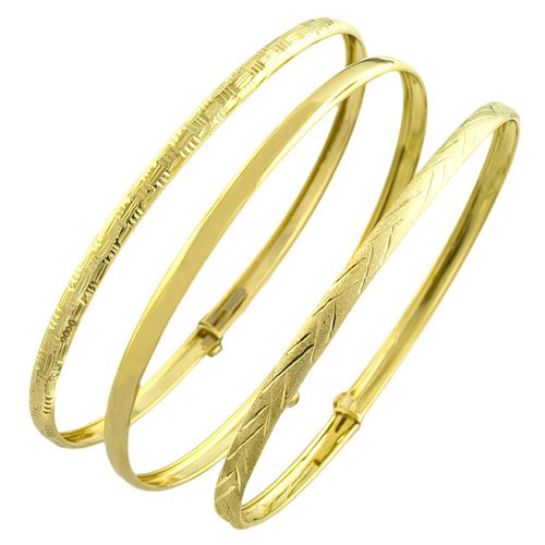 10 Karat Yellow Gold 4 mm Flex Bangle Bracelet (Set of 3)