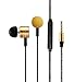Headphones,In-Ear earbuds,with Mic Stereo & Volume Control Noise-isolating Earphones headsets for iPhone 6 6 Plus,iPod,iPad Air,Samsung S6 S5,HTC,LG G4 G3,Android Smartphones,MP3 Players (Gold1)