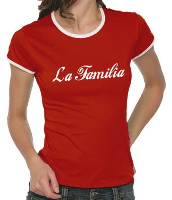 Touchlines Girlie Ringer T-Shirt La Familia, red, S, B9095 Preisvergleich