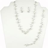 Clear Swarovski Crystal Flower Earrings, Necklace & Bracelet Set