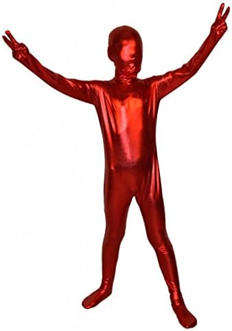 M4U Red Shiny Full Body Unisex Kid's Fashion Unicolor Zentai