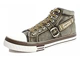 Arider MN-07 Man's Stone-Washed Denim Fashion Sneaker - Khaki