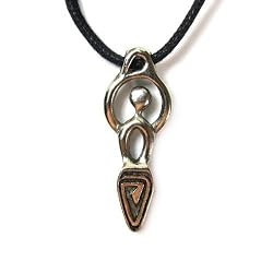 Goddess of Fertility for Creativity Pewter Pendant with Black Corded Necklace