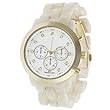 GP Designs Women's Rhinestone-accented Mother of Pearl Link Watch