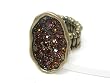 Bronze and Topaz Colored Crystal Oval Abstract Shaped Stretch Fashion Ring