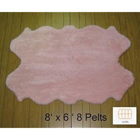 Faux Sheepskin Fur Pelt 8' x 6' (PINK)