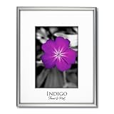 SET of 6 - 11x14 Frosted Silver Aluminum Metal Picture Frames and Glass with Single White Mats for 8x10.