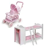 Badger Basket Double Doll Stroller and Bunk Beds with Armoire