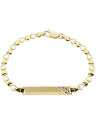 14k Tricolor Gold, Kids Childrens ID Bracelet Heart Links 5.5mm Wide