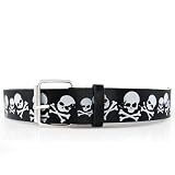 Hip Hop Wholesale - BLACK SKULL BELT WITH BUCKLE, FITS ANY KIND OF BUCKLE